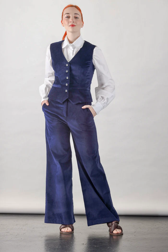 Navy Velvet Vest - Image 11