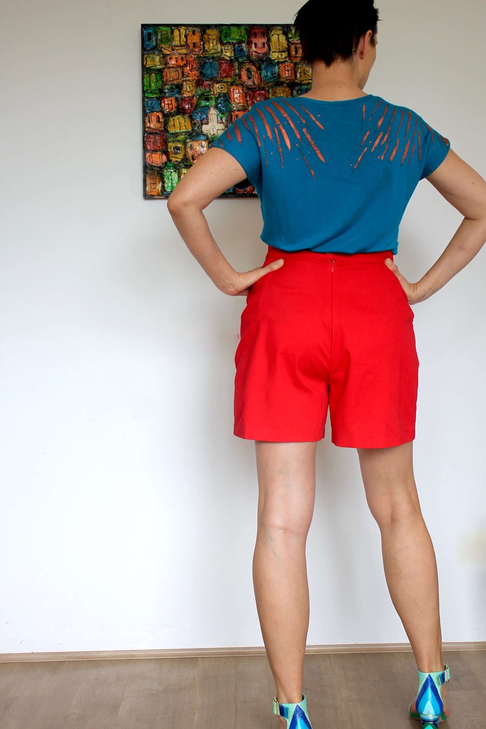 Jade and Rose Gold Hand Painted Knit Tee - Image 4