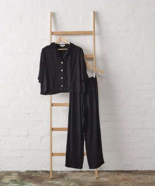 Bamboo Pyjamas: Crop Button Up and Pant Set - Image 9